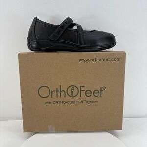 NIB Orthofeet Black‎ Celina Mary Jane Orthotic Ergonomic Shoes Women's Size 8D